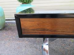  West Michigan Furniture Co Wonderful Milo Baughman style Black Lacquered Rosewood Desk Chrome X Base - 3031737