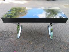  West Michigan Furniture Co Wonderful Milo Baughman style Black Lacquered Rosewood Desk Chrome X Base - 3031883