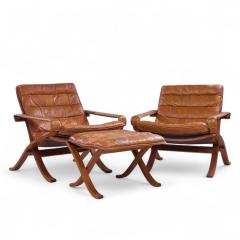  Westnofa Furniture Westnofa Mid Century Norwegian Bentwood and Leather Lounge Chairs Pair - 4276903
