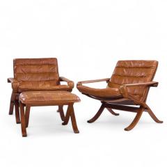  Westnofa Furniture Westnofa Mid Century Norwegian Bentwood and Leather Lounge Chairs Pair - 4276904