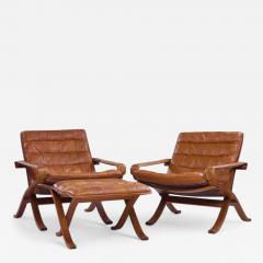  Westnofa Furniture Westnofa Mid Century Norwegian Bentwood and Leather Lounge Chairs Pair - 4277410