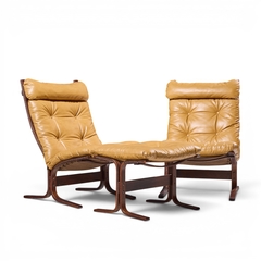  Westnofa Furniture Westnofa Mid Century Norwegian Siesta Bentwood Lounge Chairs Pair with Ottoman - 4711645
