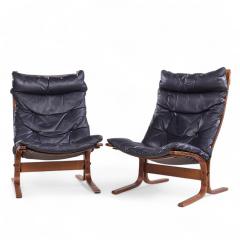  Westnofa Furniture Westnofa Mid Century Siesta Norwegian Bentwood and Leather Lounge Chairs Pair - 4266201