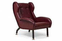  Westnofa of Norway Pair of Westnofa Norwegian Burgundy Leather Upholstered Wing Armchairs - 4274757