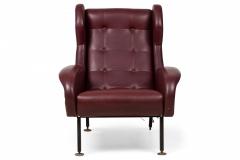  Westnofa of Norway Pair of Westnofa Norwegian Burgundy Leather Upholstered Wing Armchairs - 4274758