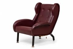  Westnofa of Norway Pair of Westnofa Norwegian Burgundy Leather Upholstered Wing Armchairs - 4274759