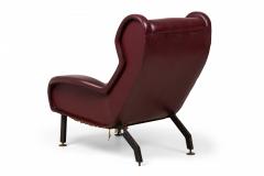  Westnofa of Norway Pair of Westnofa Norwegian Burgundy Leather Upholstered Wing Armchairs - 4274761
