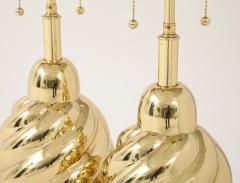  Westwood Industries Pair of 1960s Mirror Polished Brass Swirl Lamps by Westwood Industries  - 4377931