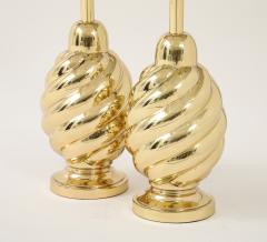  Westwood Industries Pair of 1960s Mirror Polished Brass Swirl Lamps by Westwood Industries  - 4377933