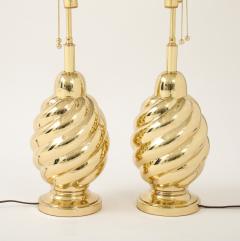  Westwood Industries Pair of 1960s Mirror Polished Brass Swirl Lamps by Westwood Industries  - 4377935