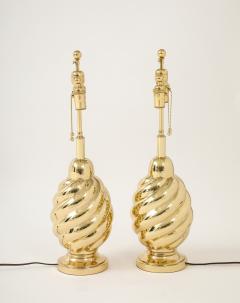  Westwood Industries Pair of 1960s Mirror Polished Brass Swirl Lamps by Westwood Industries  - 4377937