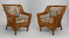  Whip O Will O Furniture Co Pair of American Mission Bar Harbor style Natural Wicker Arm Chairs - 623287