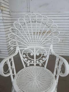  Wicker Works Mid 20th Century Vintage Painted Wicker Chair - 4549461