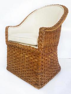  Wicker Works Wicker Works Braided Rattan Club Chairs New Upholstery 1 Pair Available - 3502551