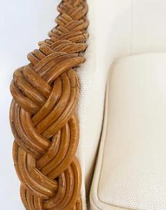  Wicker Works Wicker Works Braided Rattan Club Chairs New Upholstery 1 Pair Available - 3502553