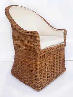  Wicker Works Wicker Works Braided Rattan Club Chairs New Upholstery 1 Pair Available - 3502649