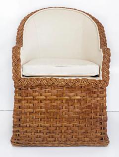  Wicker Works Wicker Works Braided Rattan Club Chairs New Upholstery 1 Pair Available - 3502666