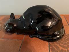  Wiener Werkst tte AUSTRIAN CERAMIC BLACK CAT WITH GLASS EYES BY WIENER WERKSTATTE - 3157381