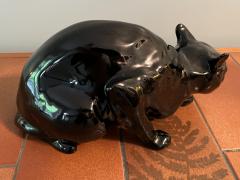  Wiener Werkst tte AUSTRIAN CERAMIC BLACK CAT WITH GLASS EYES BY WIENER WERKSTATTE - 3157383