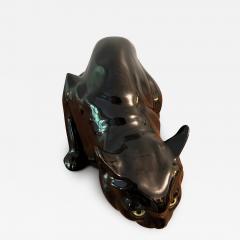  Wiener Werkst tte AUSTRIAN CERAMIC BLACK CAT WITH GLASS EYES BY WIENER WERKSTATTE - 3161226