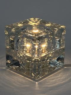  Wila Rare Mid Century Modern Hand Blown Ice Glass Cube Table Lamp by Wila Germany - 4600318