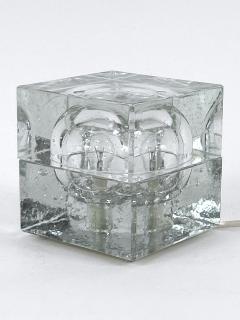  Wila Rare Mid Century Modern Hand Blown Ice Glass Cube Table Lamp by Wila Germany - 4600319