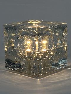  Wila Rare Mid Century Modern Hand Blown Ice Glass Cube Table Lamp by Wila Germany - 4600320