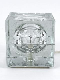  Wila Rare Mid Century Modern Hand Blown Ice Glass Cube Table Lamp by Wila Germany - 4600321