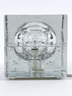  Wila Rare Mid Century Modern Hand Blown Ice Glass Cube Table Lamp by Wila Germany - 4600323