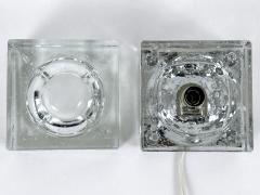  Wila Rare Mid Century Modern Hand Blown Ice Glass Cube Table Lamp by Wila Germany - 4600327