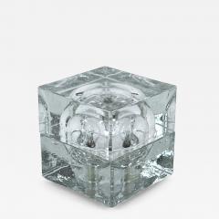  Wila Rare Mid Century Modern Hand Blown Ice Glass Cube Table Lamp by Wila Germany - 4601347