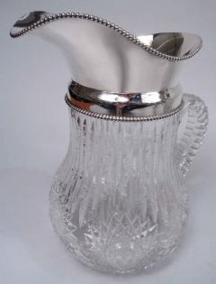  Wilcox Silver Plate Co Antique American Brilliant Cut Glass Sterling Silver Water Pitcher - 3769937