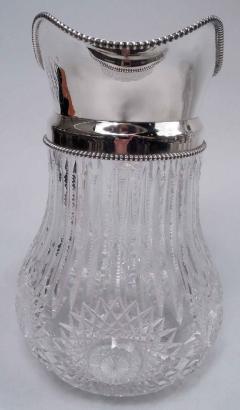  Wilcox Silver Plate Co Antique American Brilliant Cut Glass Sterling Silver Water Pitcher - 3769938