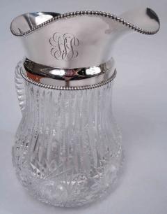  Wilcox Silver Plate Co Antique American Brilliant Cut Glass Sterling Silver Water Pitcher - 3769939