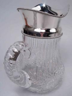  Wilcox Silver Plate Co Antique American Brilliant Cut Glass Sterling Silver Water Pitcher - 3769943