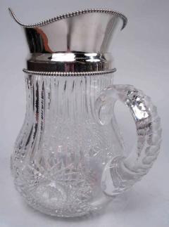  Wilcox Silver Plate Co Antique American Brilliant Cut Glass Sterling Silver Water Pitcher - 3769944