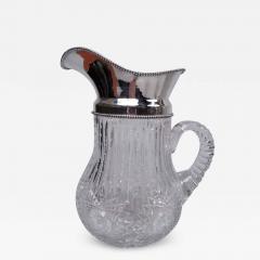  Wilcox Silver Plate Co Antique American Brilliant Cut Glass Sterling Silver Water Pitcher - 3781540