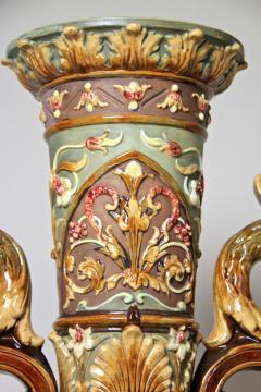  Wilhelm Schiller Son 19th Century Majolica Vase by Wilhelm Schiller Son Marked Bohemia circa 1880 - 3399073