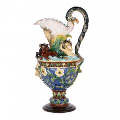  Wilhelm Schiller Son A pair of large majolica ewers by Wilhelm Schiller und S hne - 2825278