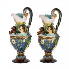  Wilhelm Schiller Son A pair of large majolica ewers by Wilhelm Schiller und S hne - 2825285