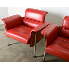  Wilkhahn Pair of German Leather Armchairs Ottoman by Wilkhahn - 4157440