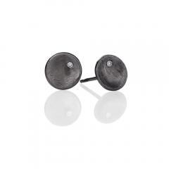  Wille Jewellery Wille Jewellery Small Concave Black Rhodium Single Diamond Studs - 4757427