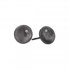  Wille Jewellery Wille Jewellery Small Concave Black Rhodium Single Diamond Studs - 4817620