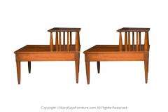  Willett furniture Pair Mid Century Two Tier End Tables Nightstands - 2954256