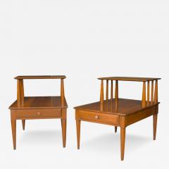  Willett furniture Pair Mid Century Two Tier End Tables Nightstands - 2962879