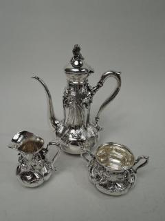  William B Kerr Co American Art Nouveau Sterling Silver 3 Piece Coffee Set by Kerr - 3757895