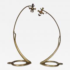  William Benson W A S Benson Co W A S Benson A Pair of Arts Crafts Brass Swan Style Table Lamps - 4232960