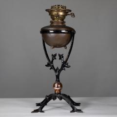  William Benson W A S Benson Co W A S Benson An Arts Crafts Cast Iron Four Leg Table Oil Lamp - 4186397