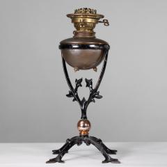  William Benson W A S Benson Co W A S Benson An Arts Crafts Cast Iron Four Leg Table Oil Lamp - 4186398