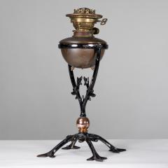  William Benson W A S Benson Co W A S Benson An Arts Crafts Cast Iron Four Leg Table Oil Lamp - 4186399
